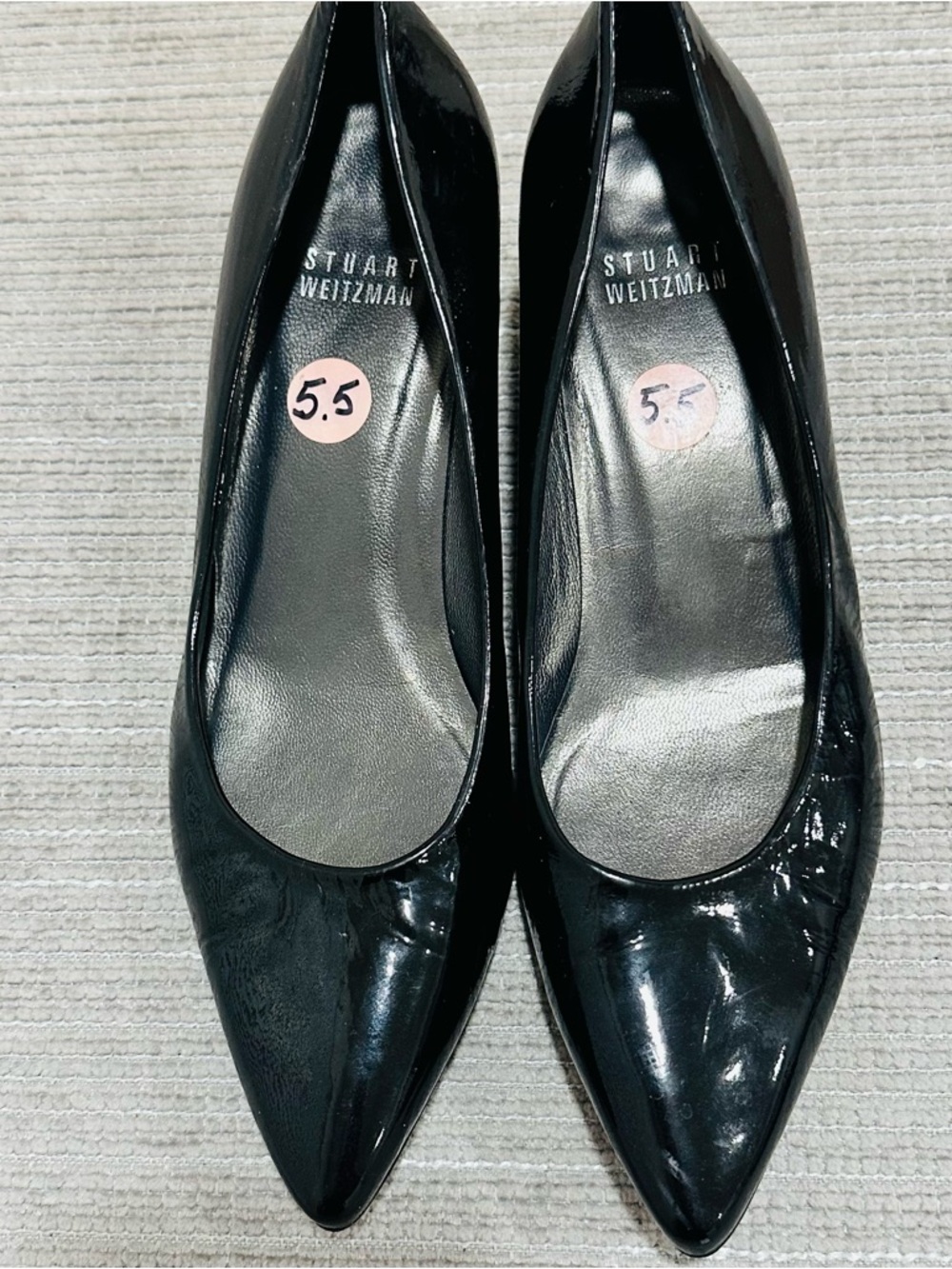 Stuart‎ Weitzman Women’s Black Patent Leather Wedges Size 5,5 - Picture 1 of 11